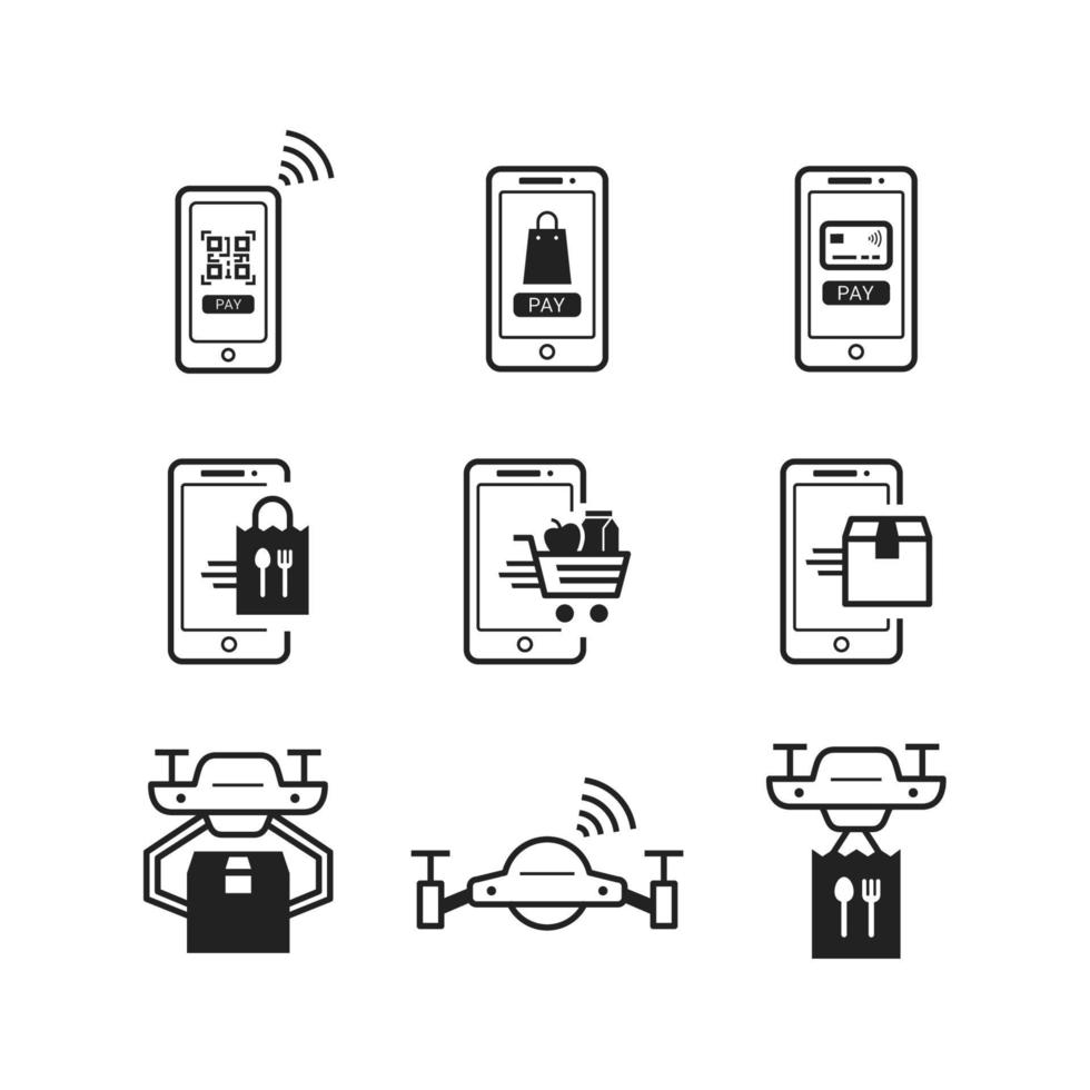 Contactless Shopping Line Icon vector