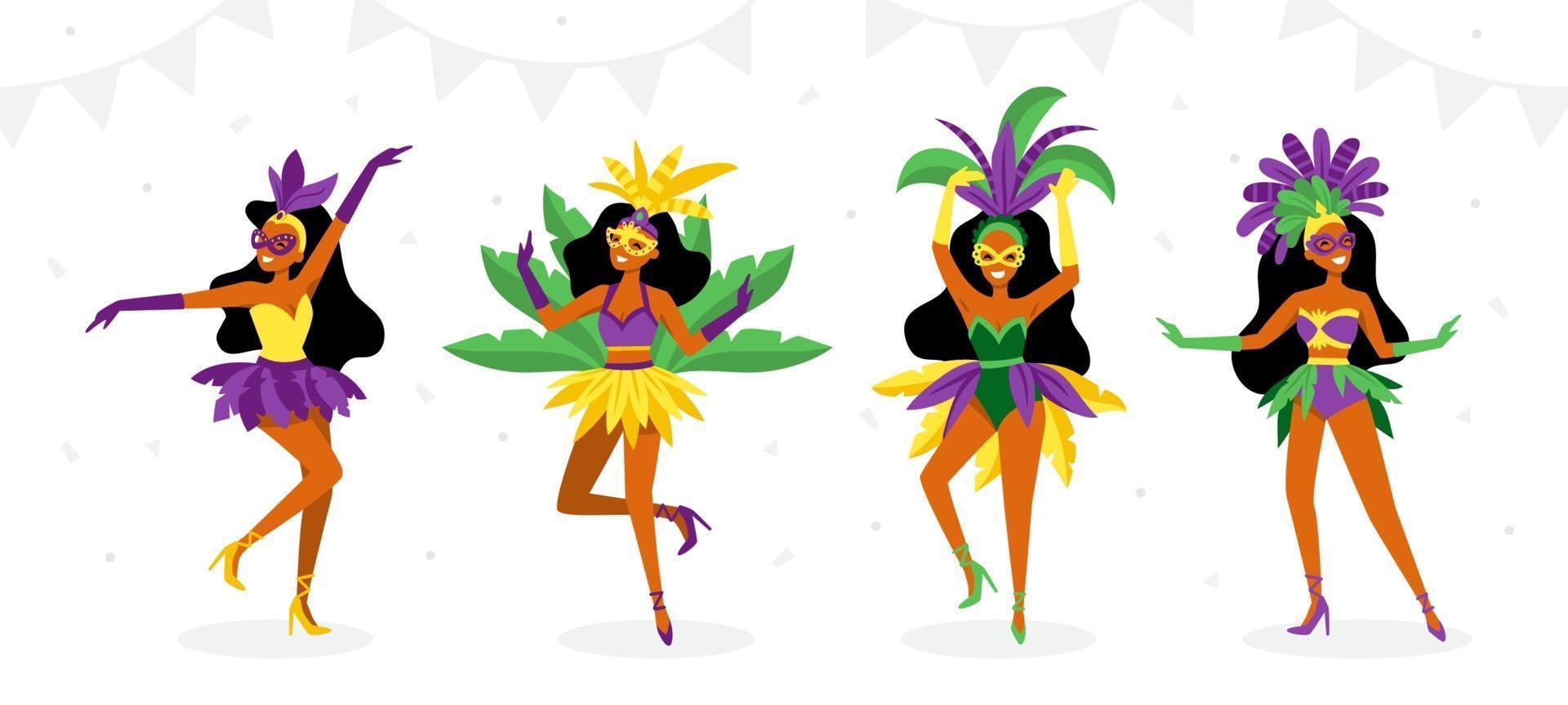 Mardi Gras Carnival Dancers vector