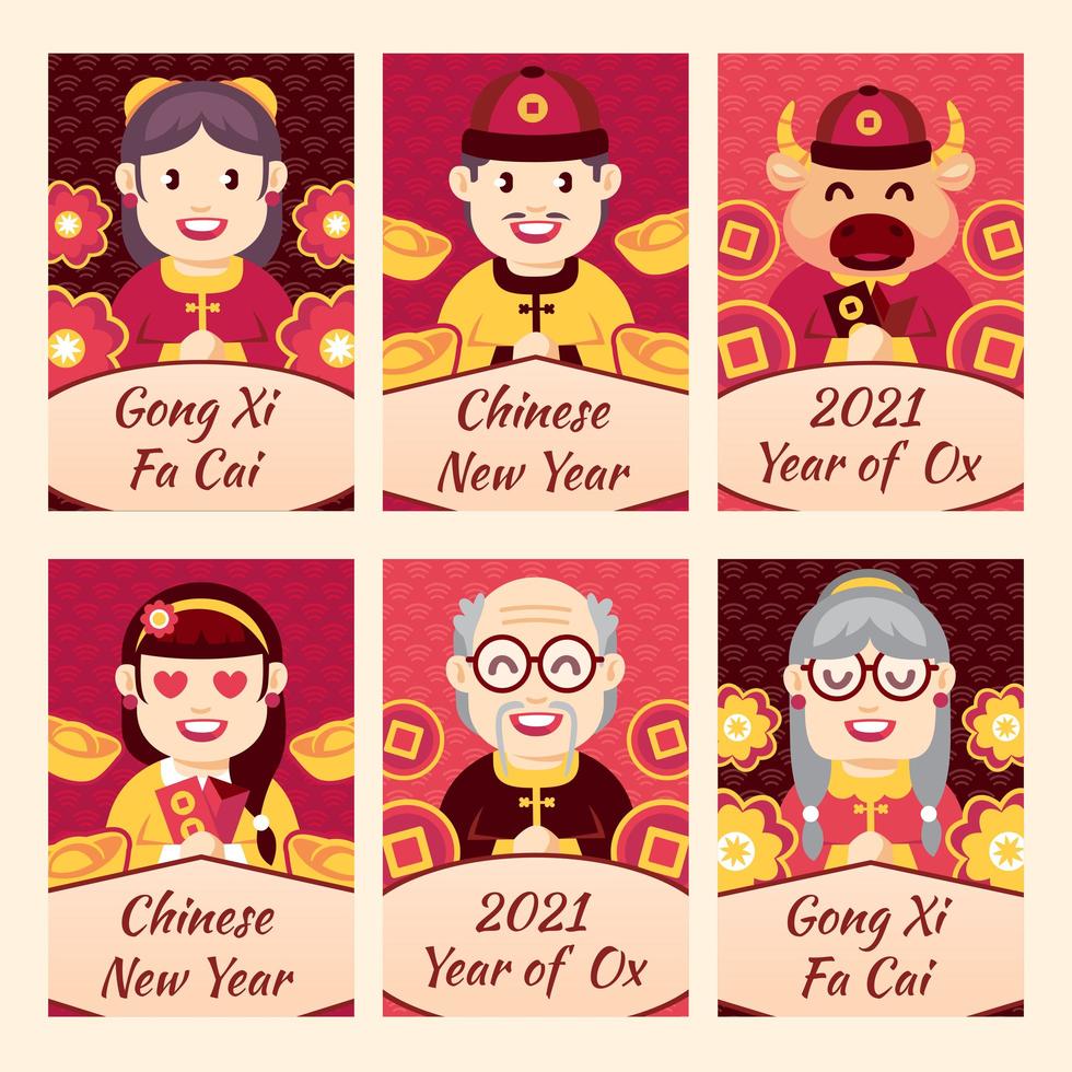 Chinese New Year Set of Labels vector
