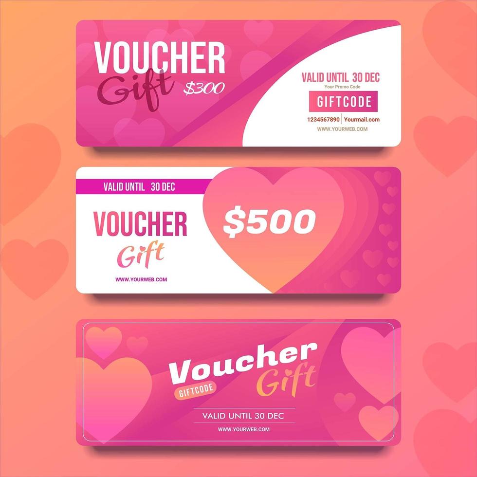 Pink Love Spread Valentine Voucher Gift vector