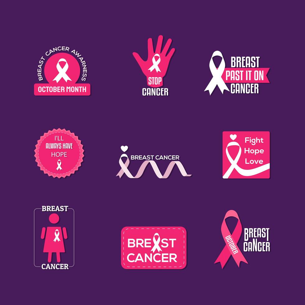 colección de pegatinas del día mundial del cáncer vector