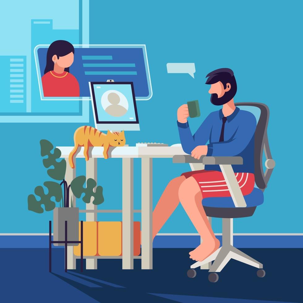 Virtual Meeting From Home vector