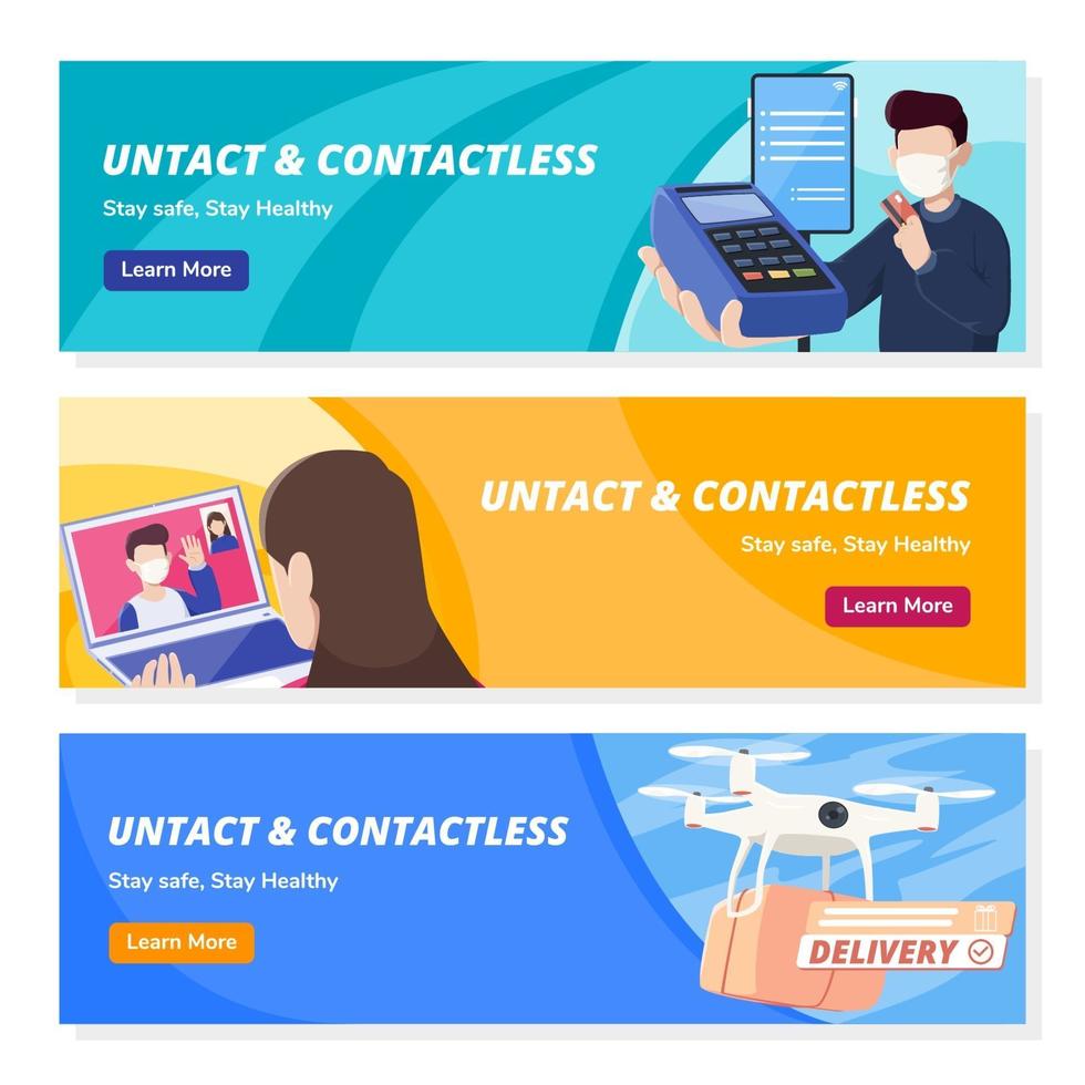 Untact Contactless Technology Banners vector