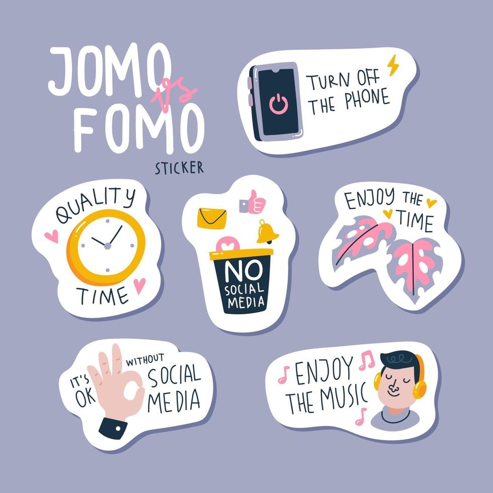 Jomo vs Lomo Sticker Set vector
