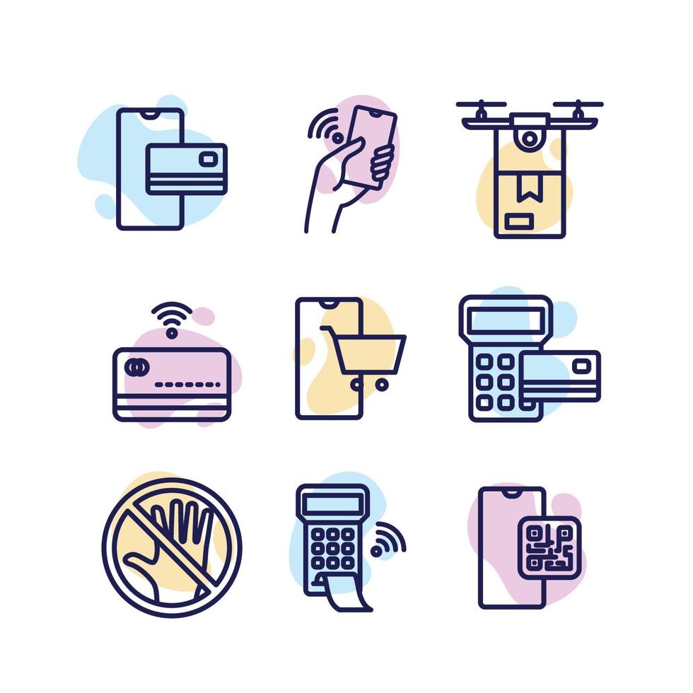 colección de iconos de tecnología sin contacto vector