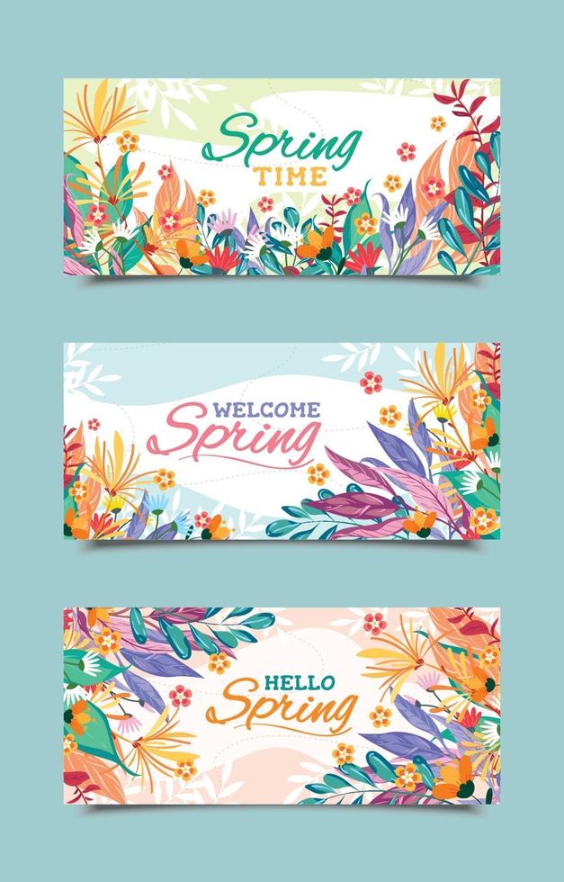 plantillas de banner de primavera colorida vector