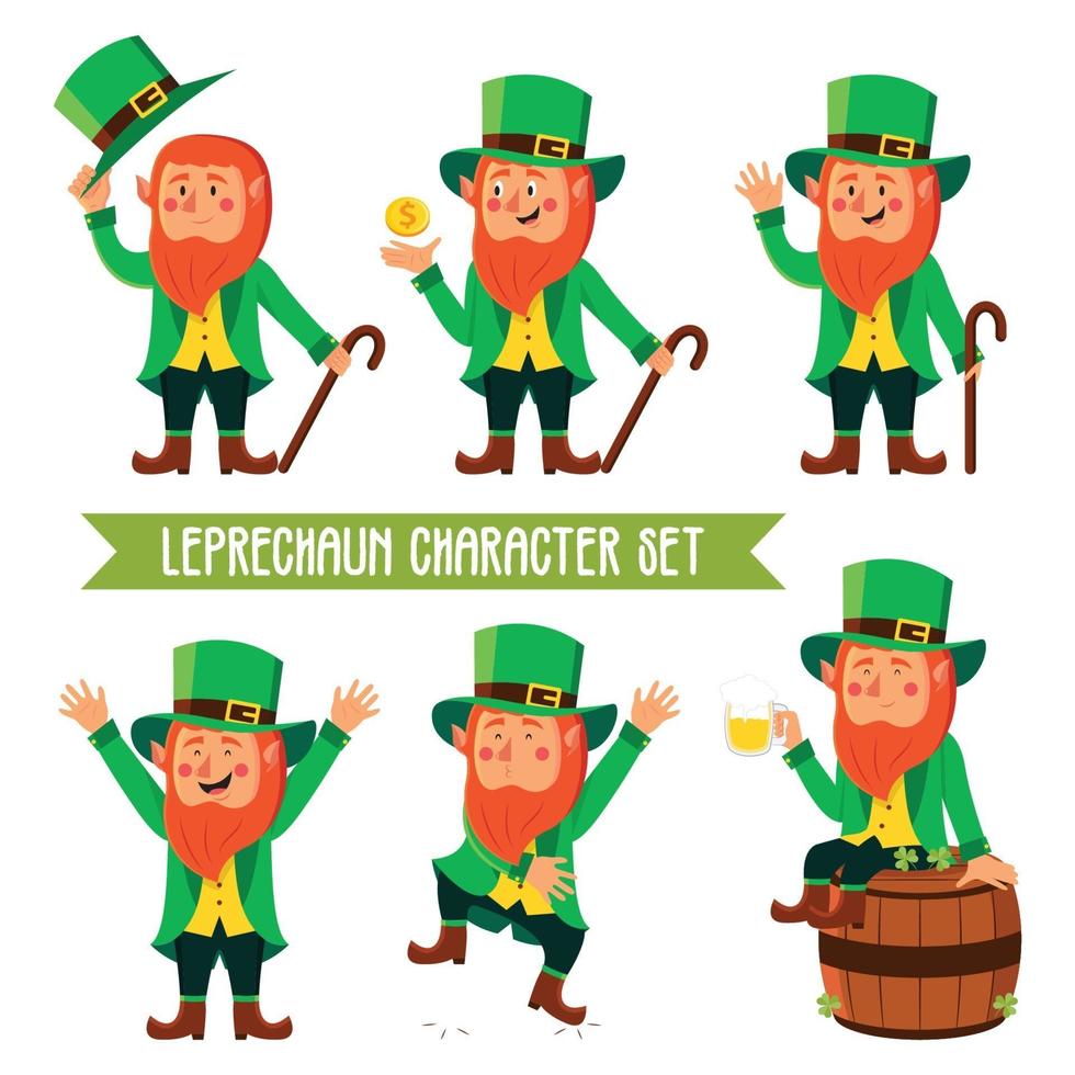 Leprechaun Character Set vector