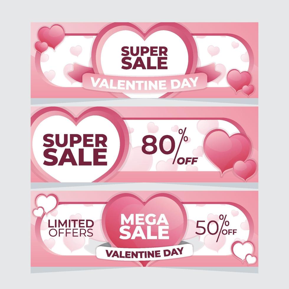 promoción del día de san valentín colección de banners de venta vector