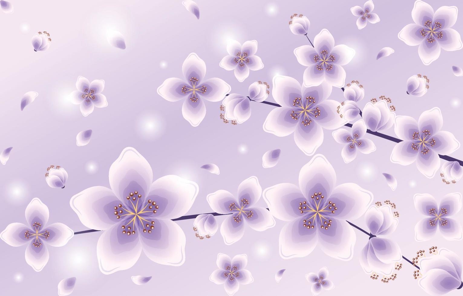 Beautiful Gradient Purple Cherry Blossom vector