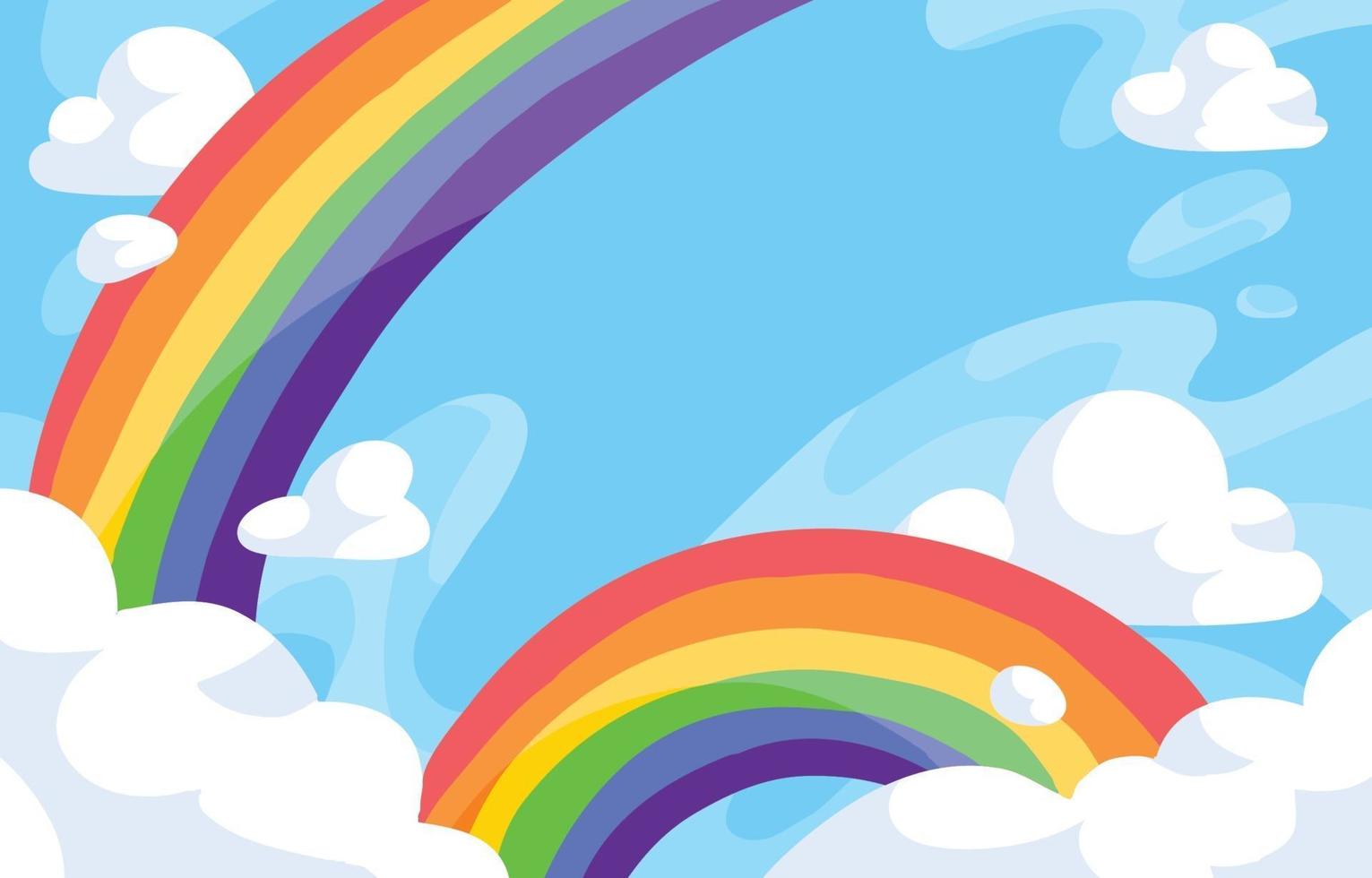 Rainbow Cloud with Blue Background vector