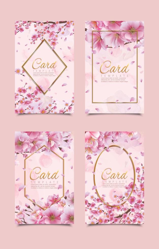 Cherry Blossom Card Templates Collection vector