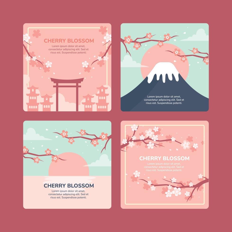 Cherry Blossom Growing on Various Environment vector