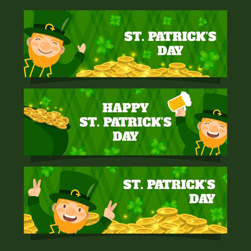 Cute Leprechaun St. Patrick's Day Banner Collection vector