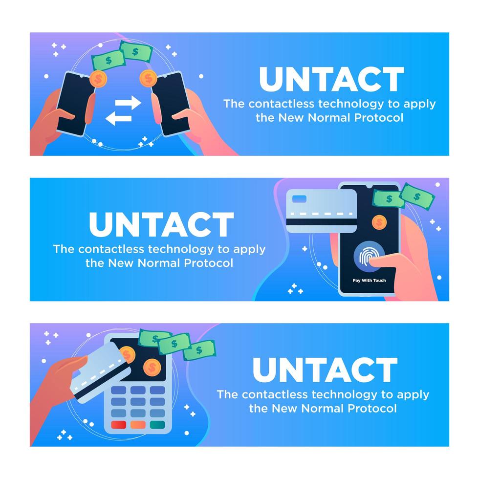 banner de palabras clave relacionadas con la tecnología o untact vector