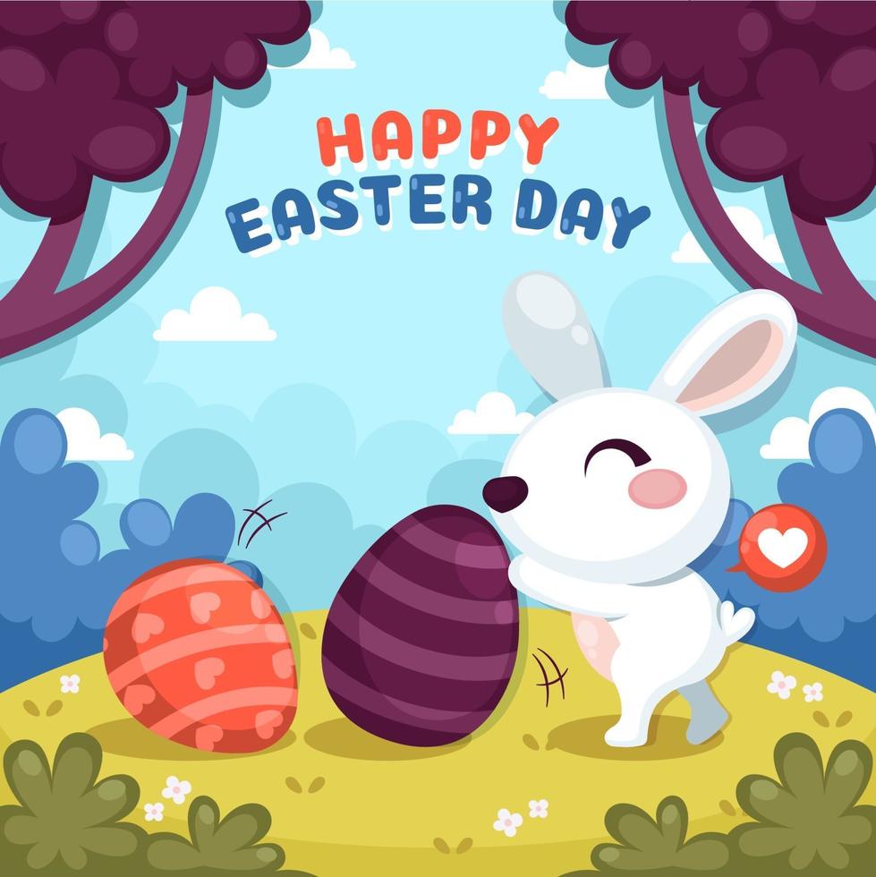 Easter Rabbit Roll out Painting Egg vector