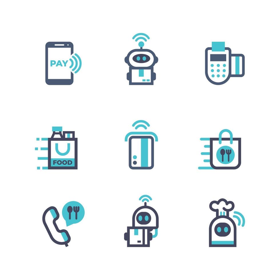 Set of Flat Line Technology Icon vector