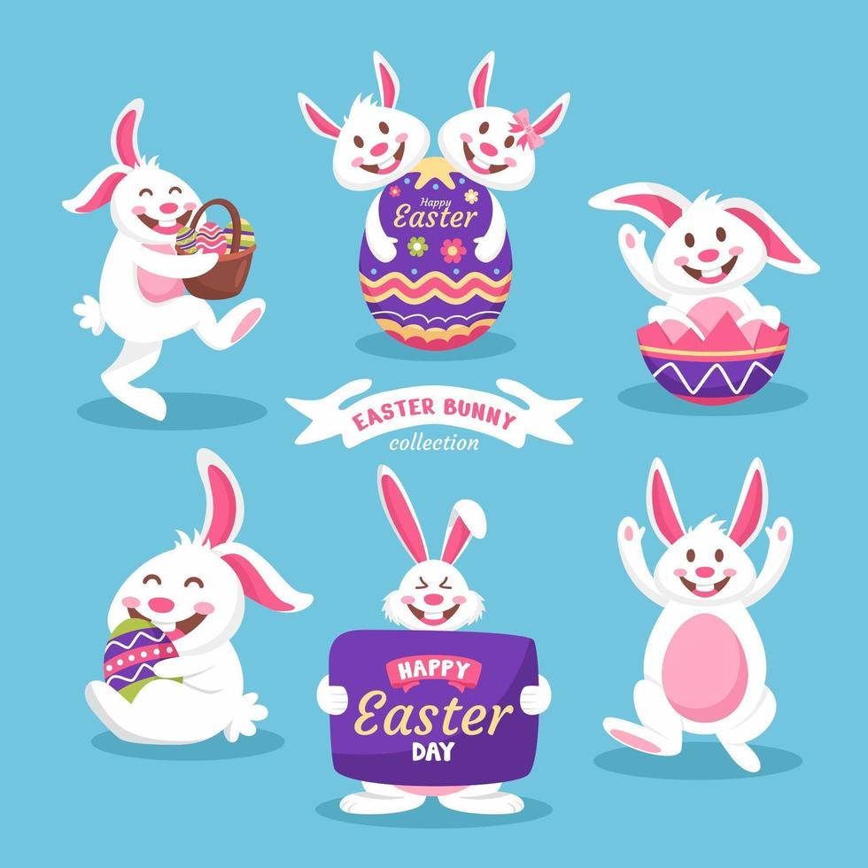 linda colección de conejito de pascua vector