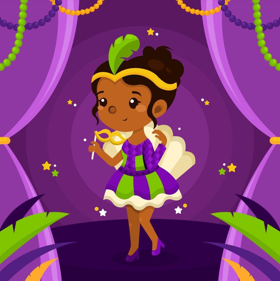 Beautiful Girl with Costume Celebrate Mardi Gras Festival vector