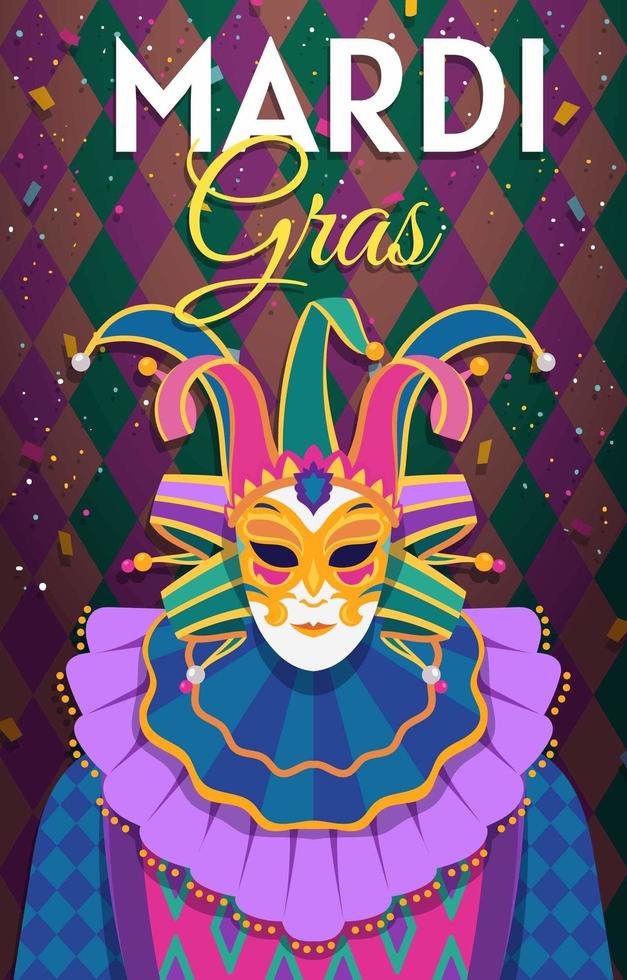 concepto de tarjeta de mardi gras vector