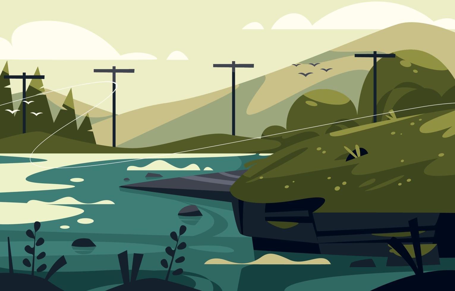 A Beautiful Flat Landscape Vector Background