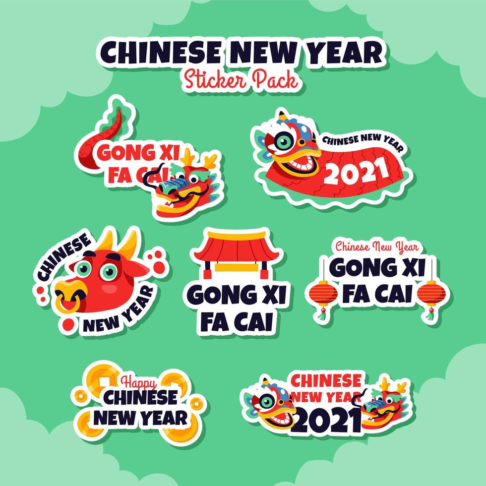 Chinese New Year Sticker Pack vector