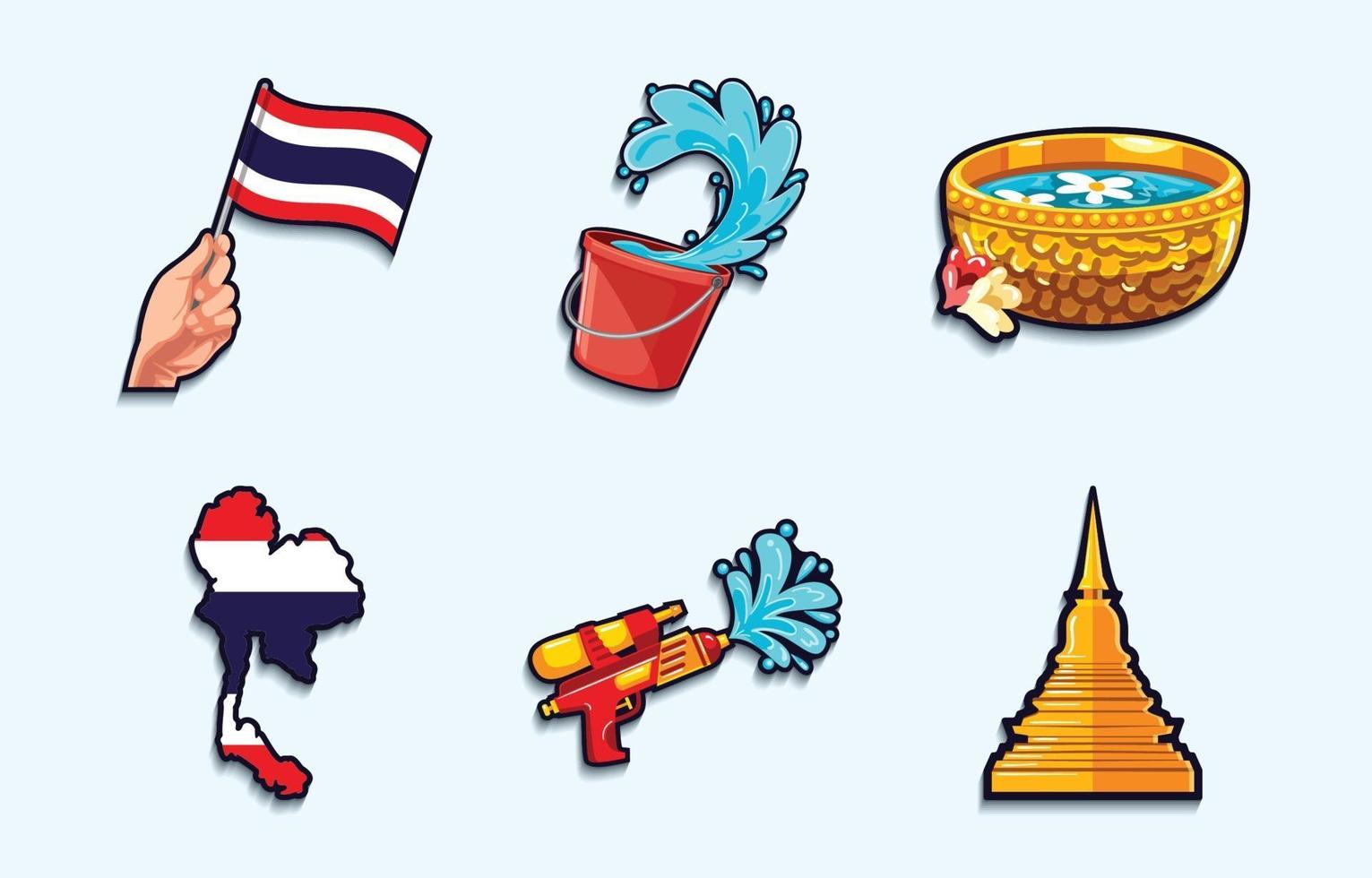 Songkran Festival Icons vector
