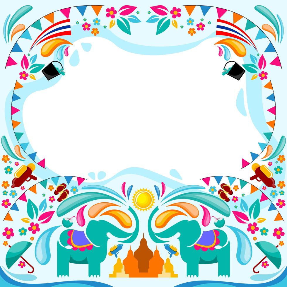 Happy Songkran Water Festival Background Template vector