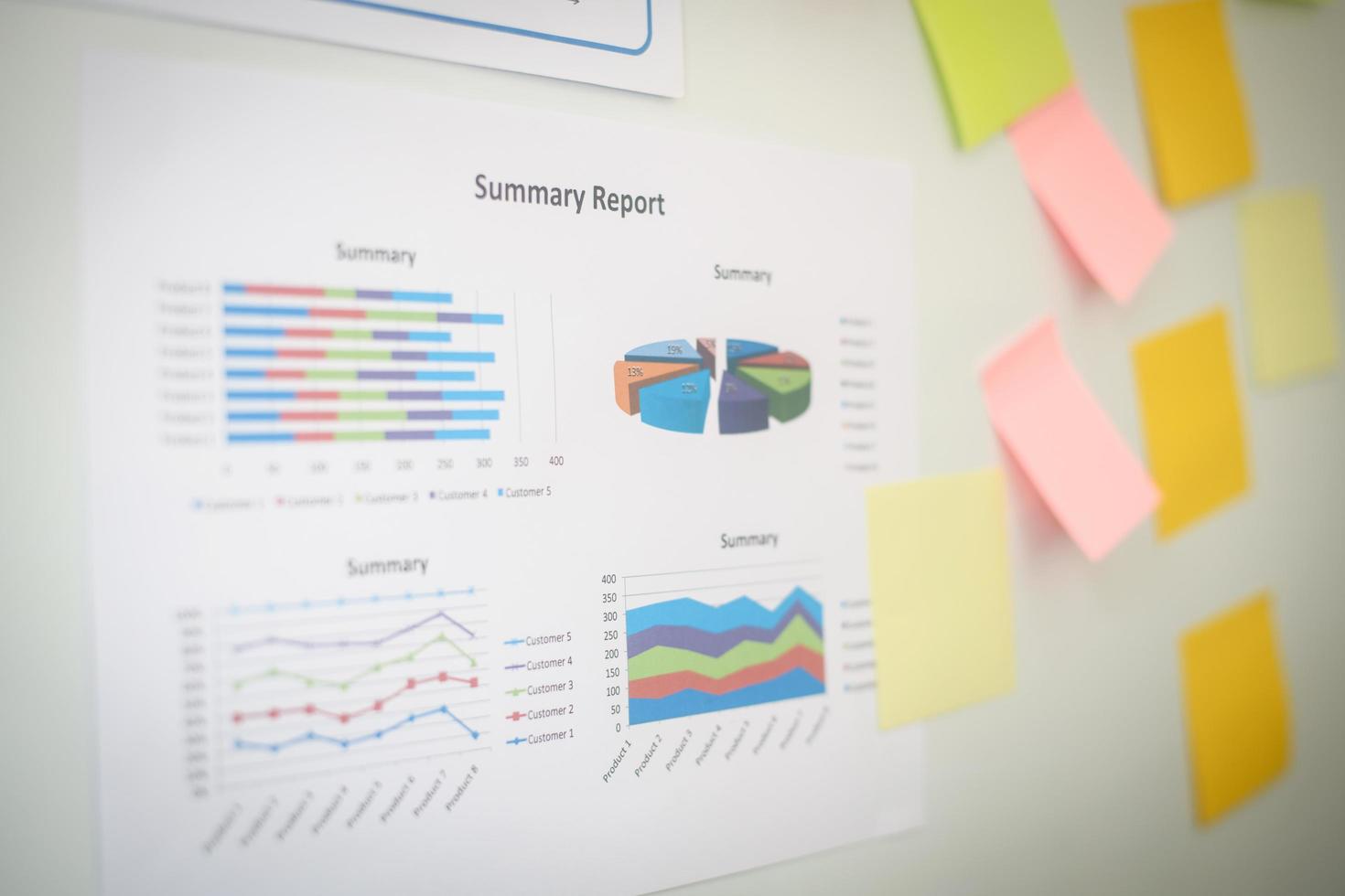 Close-up of hand presenting business chart on whiteboard photo