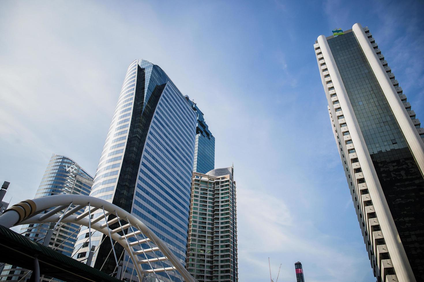 Image of skyscrapers with the bridge and sky photo