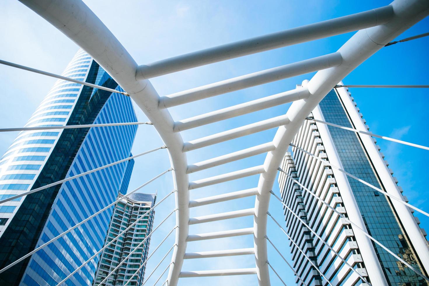 Skyscraper against blue sky photo