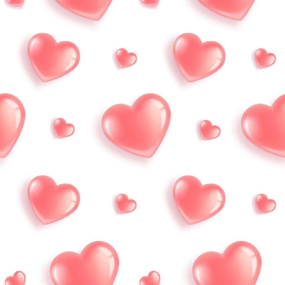 Glossy Pink Hearts Pattern vector