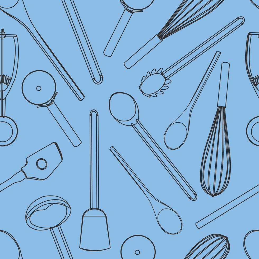 kitchen tools pattern seamless background vector