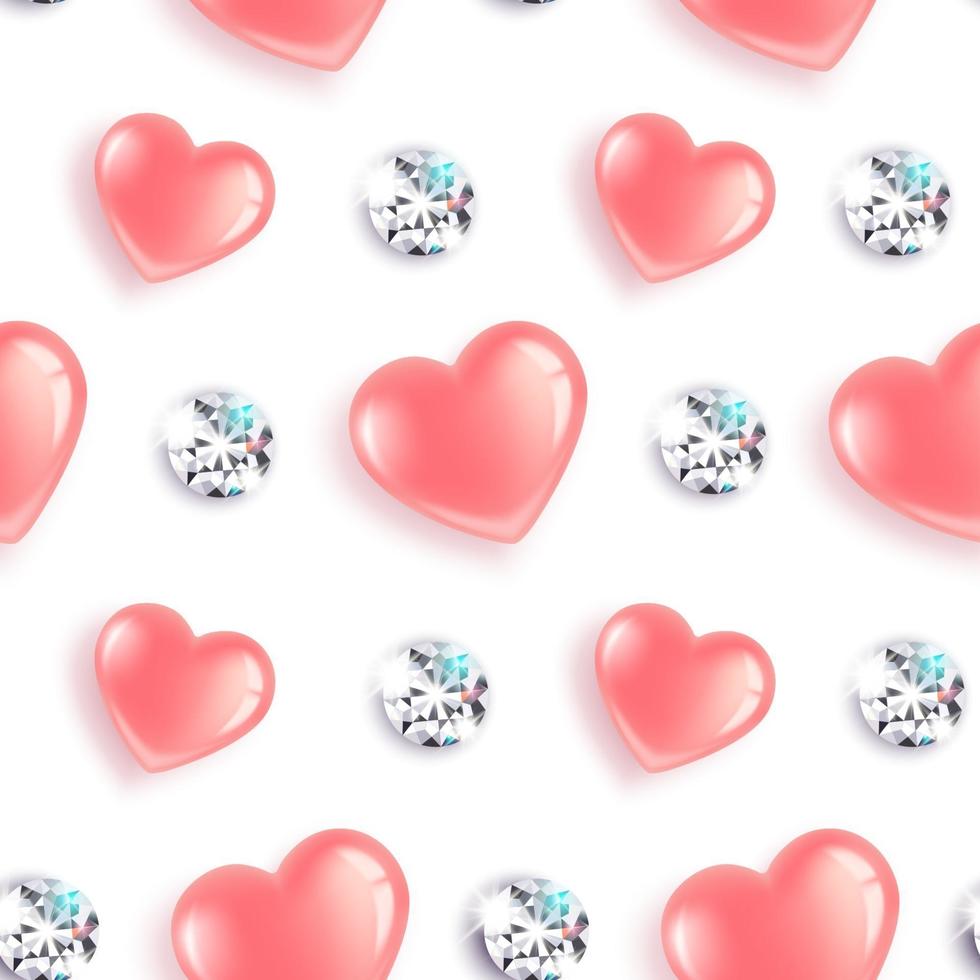 Hearts and diamonds pattern vector