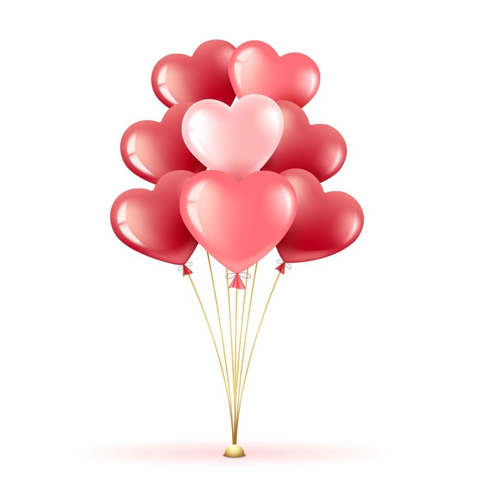 manojo de globos de corazón vector