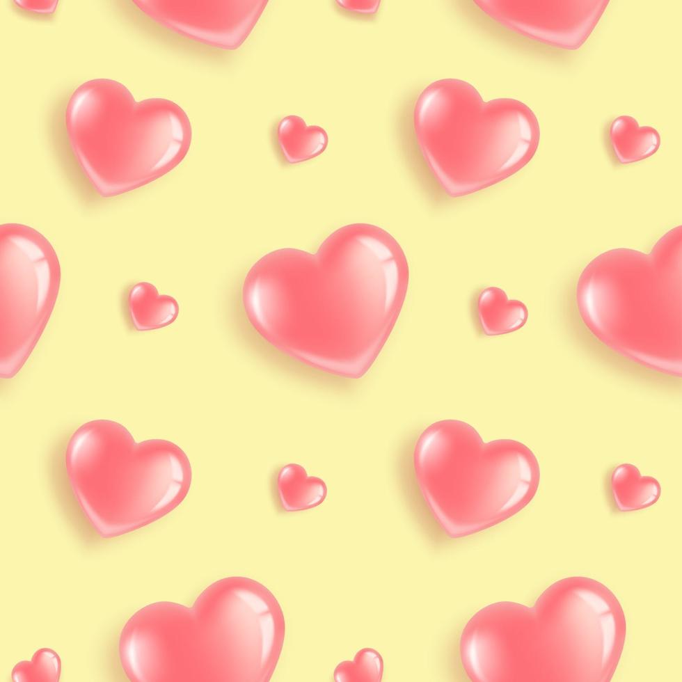 Pink Hearts Pattern on Yellow vector