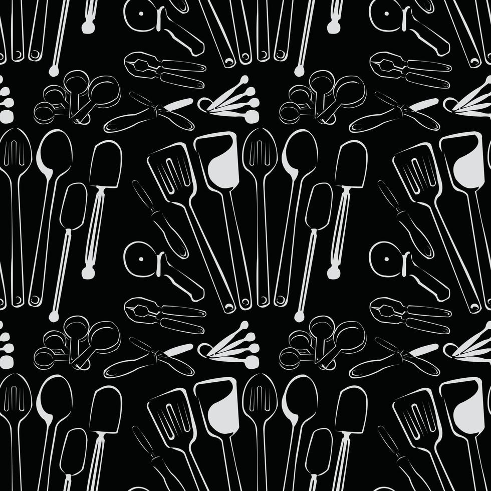 kitchen tools pattern seamless background vector