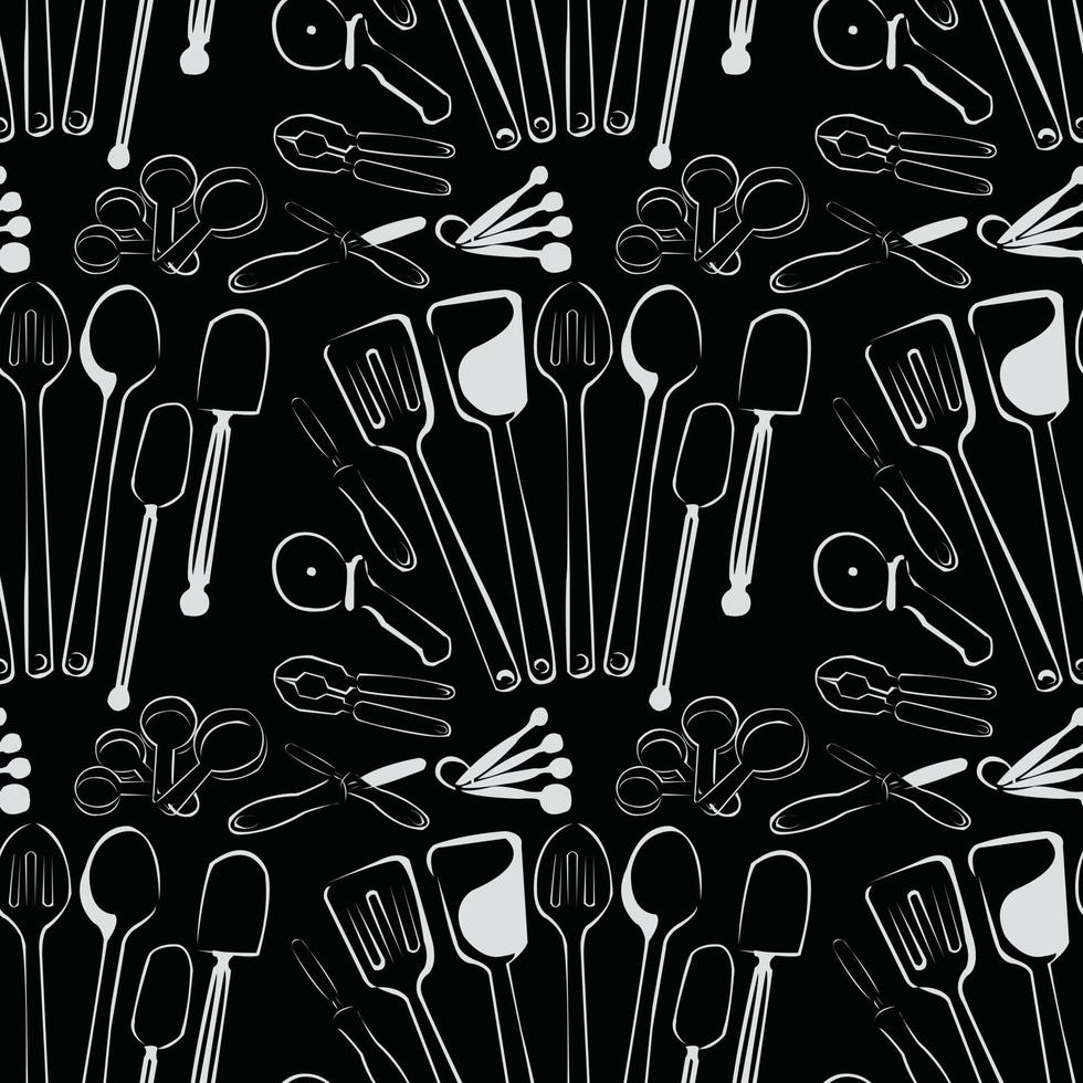 kitchen tools pattern seamless background vector