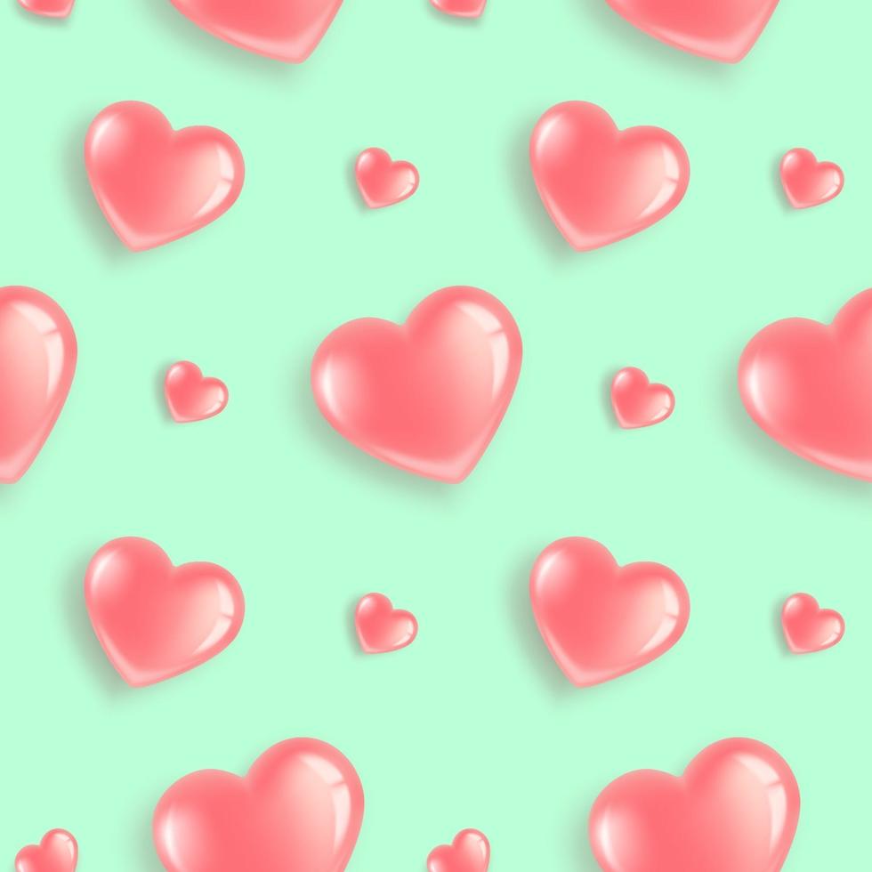 Seamless pattern with pink heart-shaped balloons. vector