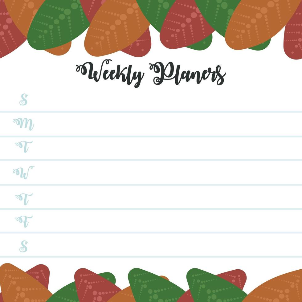 weekly planer floral ornament autumn design vector