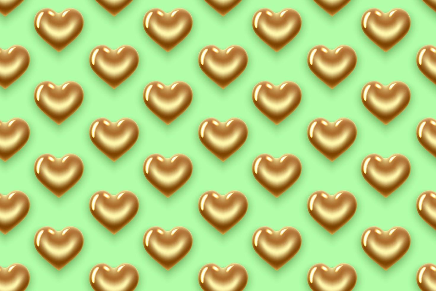 pattern of gold hearts on green vector