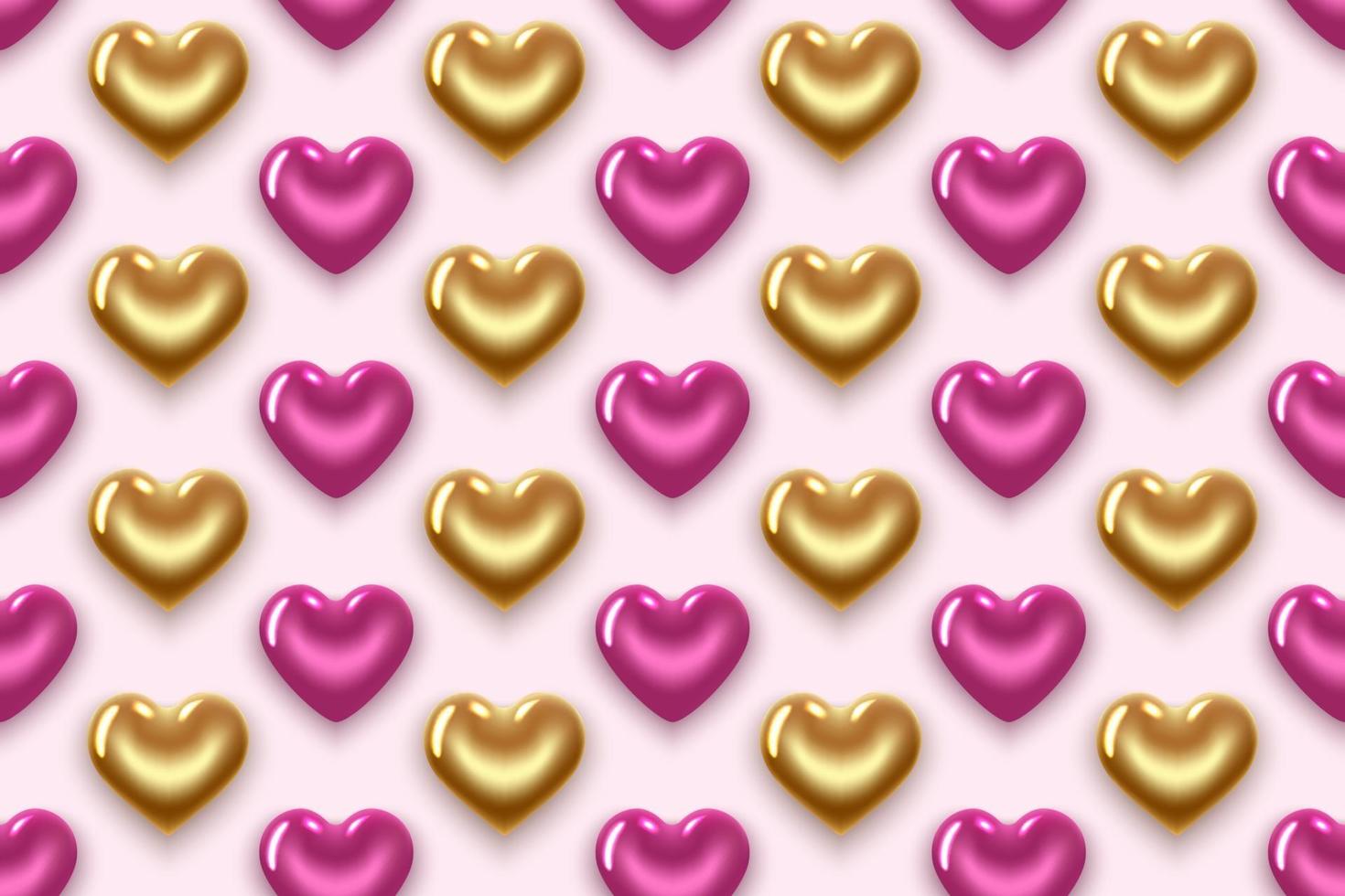 pattern with pink and gold hearts vector