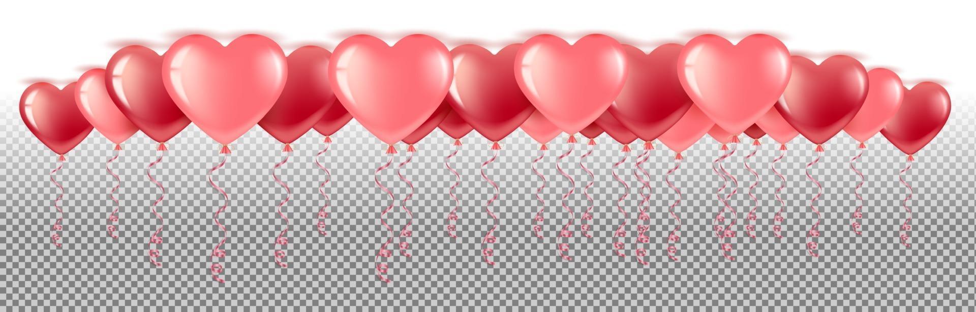 Many heart balloons vector