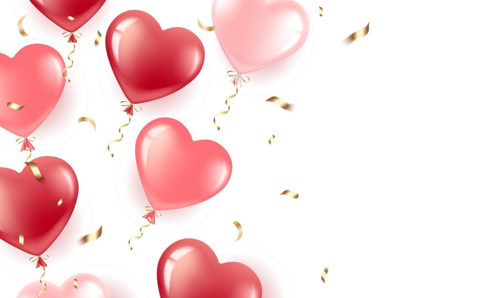 Banner with hearts balloons and confetti vector