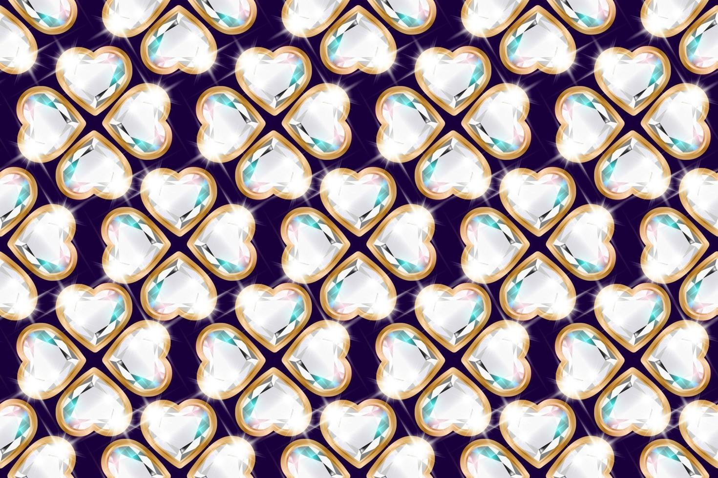 Heart shaped diamond flower pattern vector
