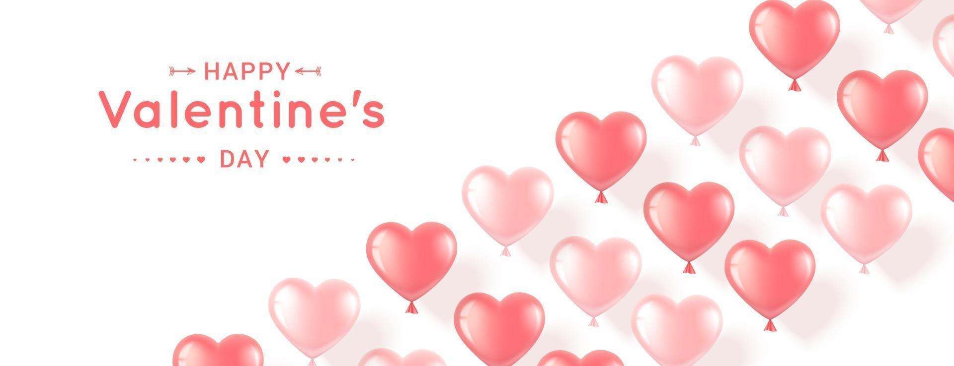 Banner with pink hearts for Valentine's Day vector