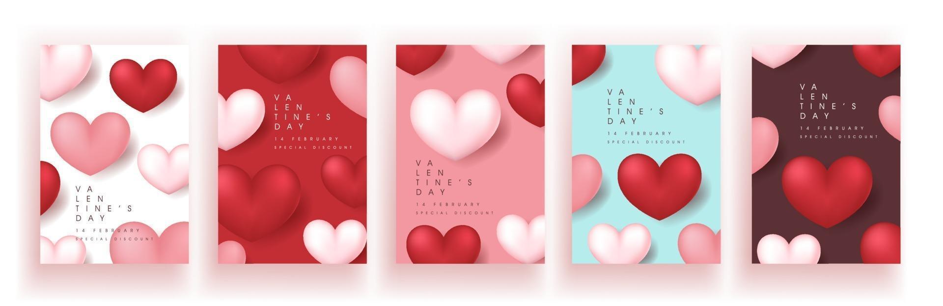Set of Valentine's day sale poster or banner backgroud. vector