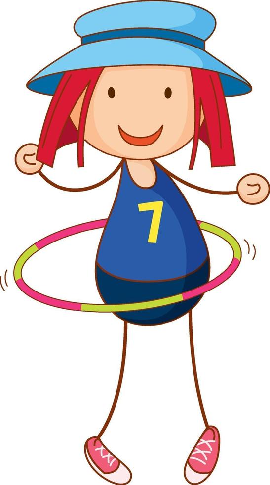 A girl wearing hat cartoon character in hand drawn doodle style vector