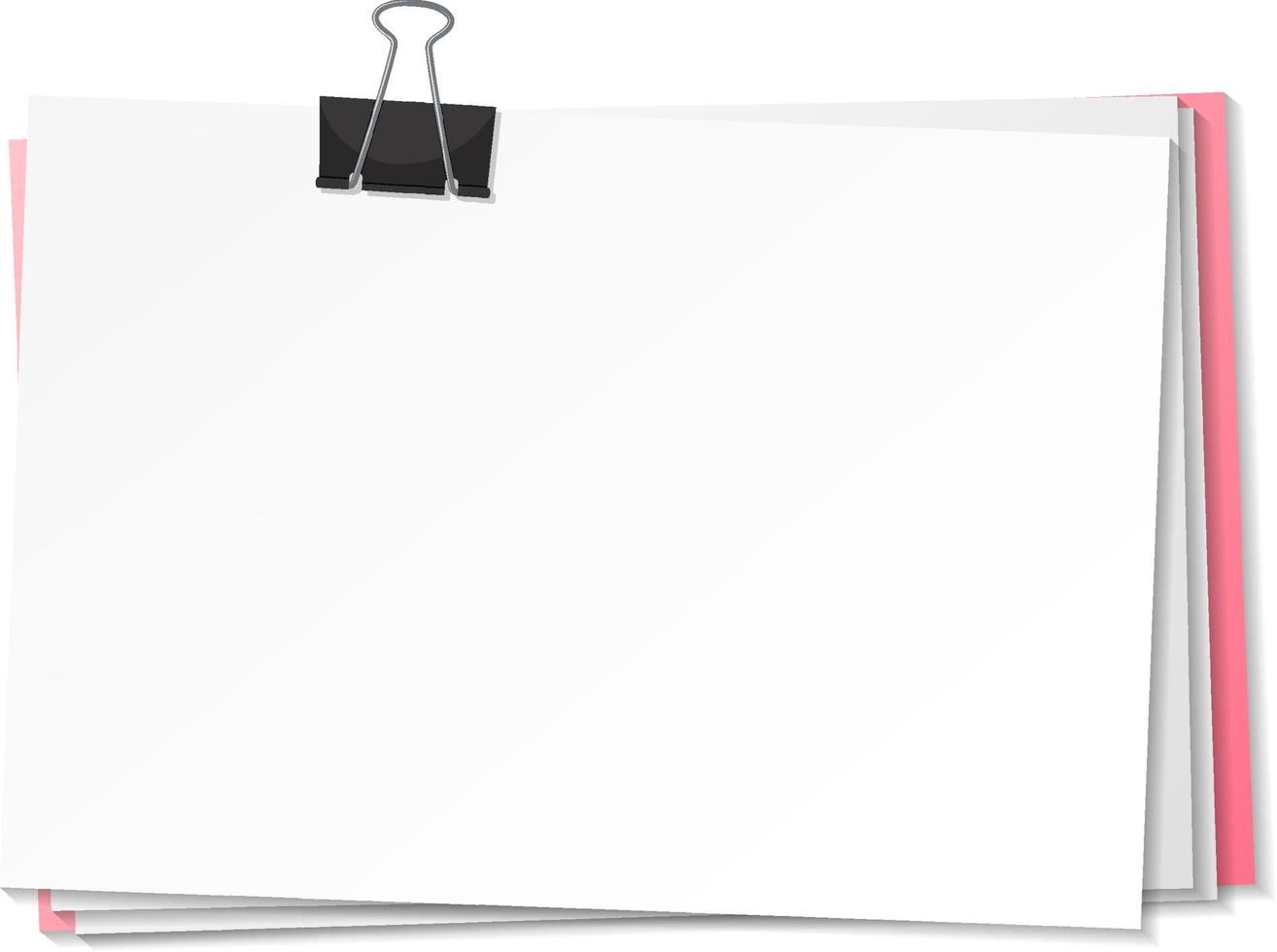 Blank papers and binder clip template vector