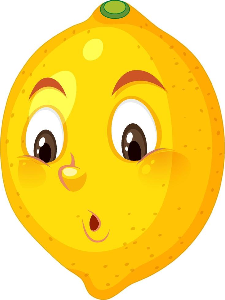 Lemon cartoon character with confused face expression on white background vector