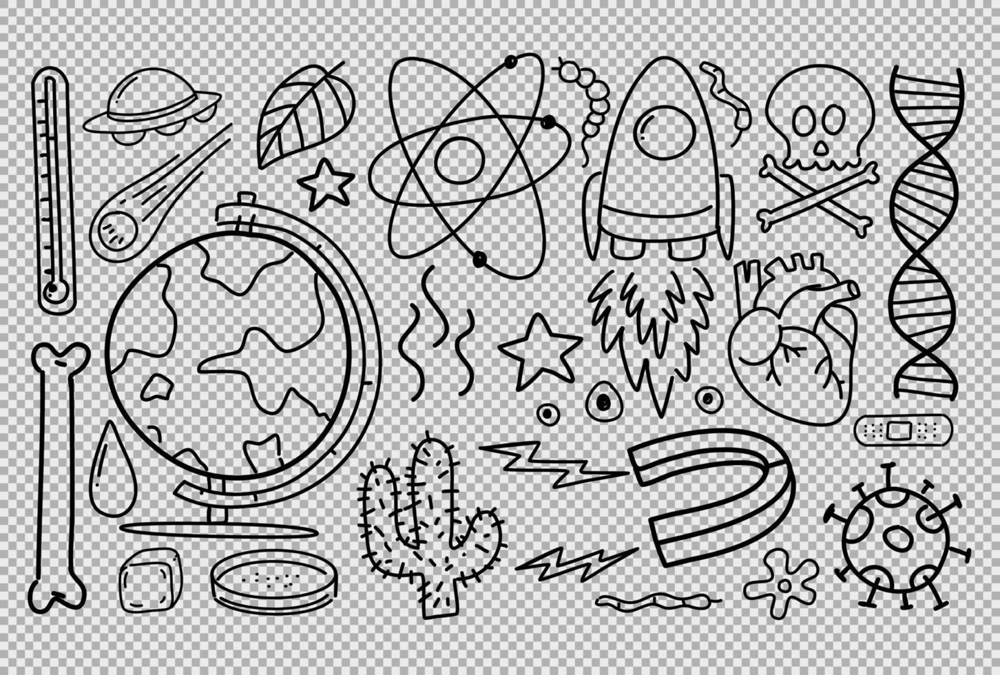 Different doodle strokes about science equipment vector